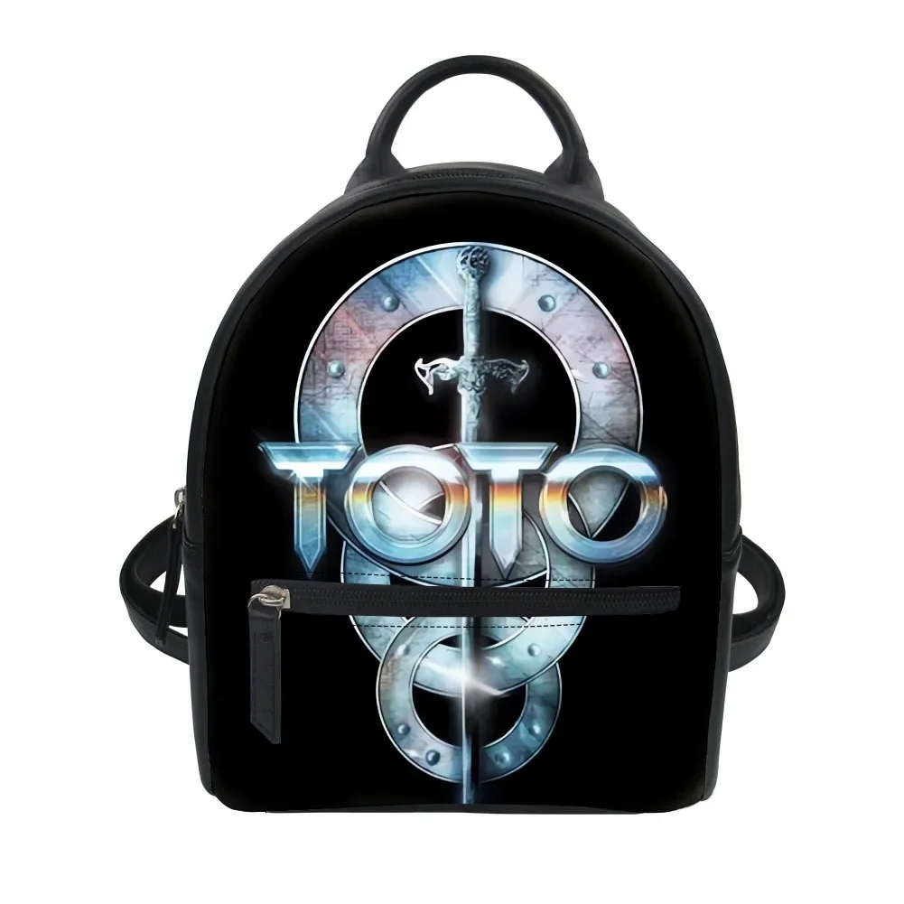 

Toto band Custom Backpack Purse Women Retro Interesting Carter Schoolbags Double Shoulder Bag Mini Daypack Leather Travel Bag