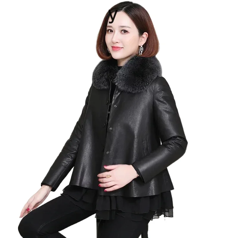 

Женская куртка из натуральной овчины, 90% белый утиный пух, женские зимние пуховики, пальто с воротником из лисьего меха, женское пальто Casaco Zjt1254