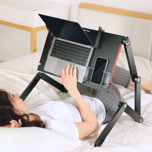 알루미늄 합금 접이식 노트북 책상, 조정 가능한 미니 테이블, 멀티 앵글 노트북 거치대 침대 소파, 유용한 편안함 