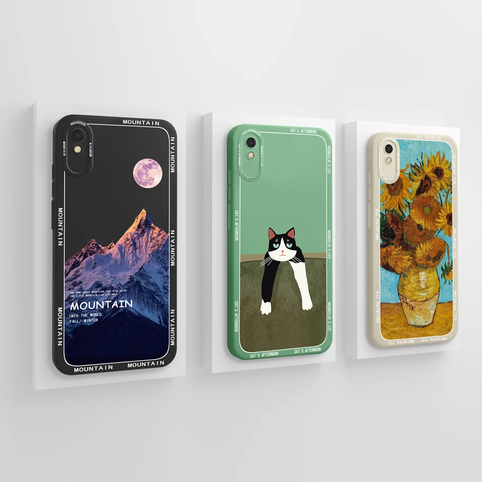 For Redmi 9i 9Activ Phone Case Stylish Full Coverage Soft Liquid Silicone Anti Slip Shell For Xiaomi Redmi 9 i Activ Bumper Capa