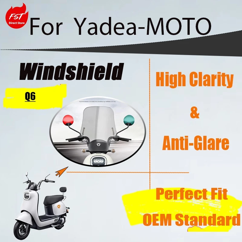 For Yadea Q6 Electric Car Front Windshield Modification Transparent Crown Energy Q6-125 Model Specific Accessory