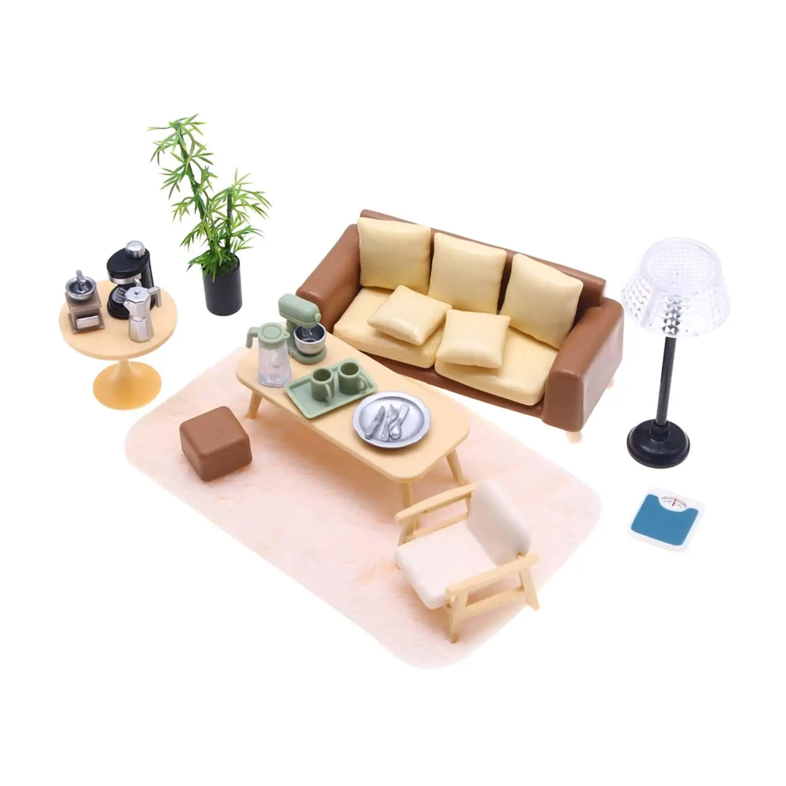 ドールハウス家具セット ドールハウスプレイセット ミニチュアテーブル 椅子 フロアランプ