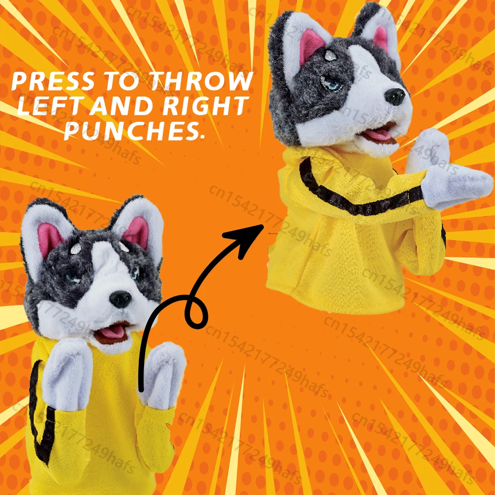 Stuffed Animal Boxing Dog Interactive Hand Puppet Toy Glove Performance Muppet Finger Doll Husky Plush Doll Cute Gift