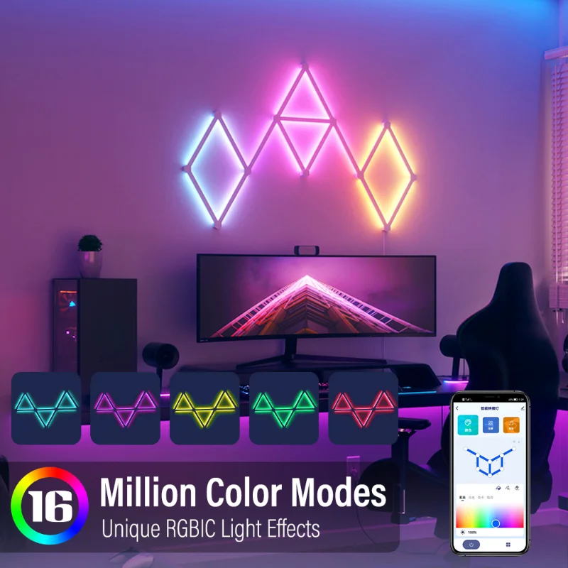 Lámparas de pared de empalme LED inteligentes, luminaria de decoración de pared de fondo de sala de estar minimalista moderna, iluminación regulable RGB remota