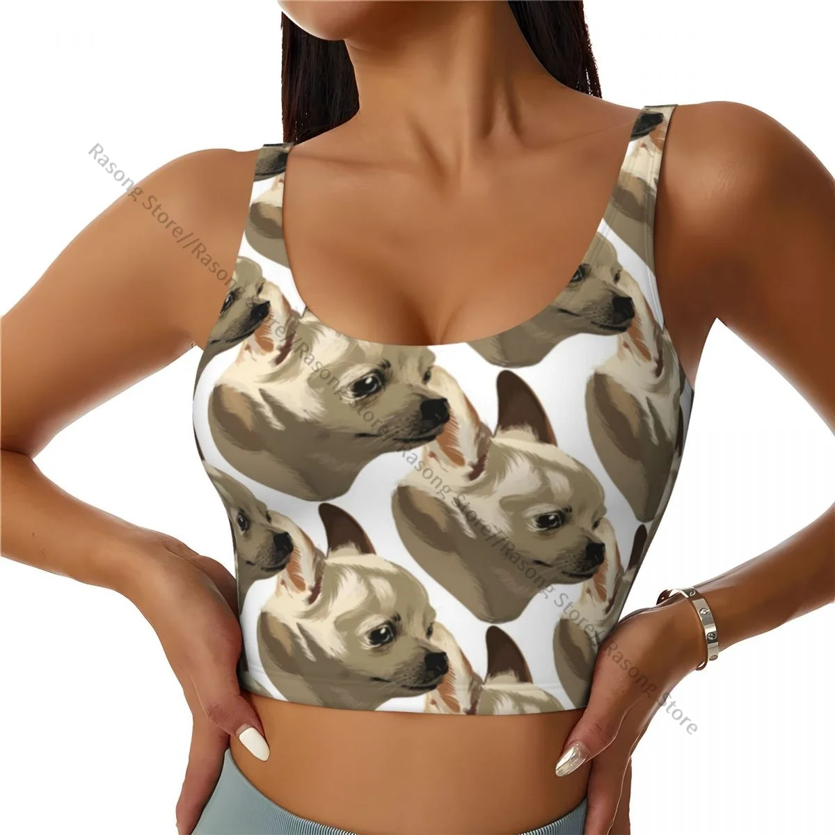 

Women Sexy Sports Vest Chihuahua Cute Print Female Streetwear Sport Lingerie Tee Crop Top