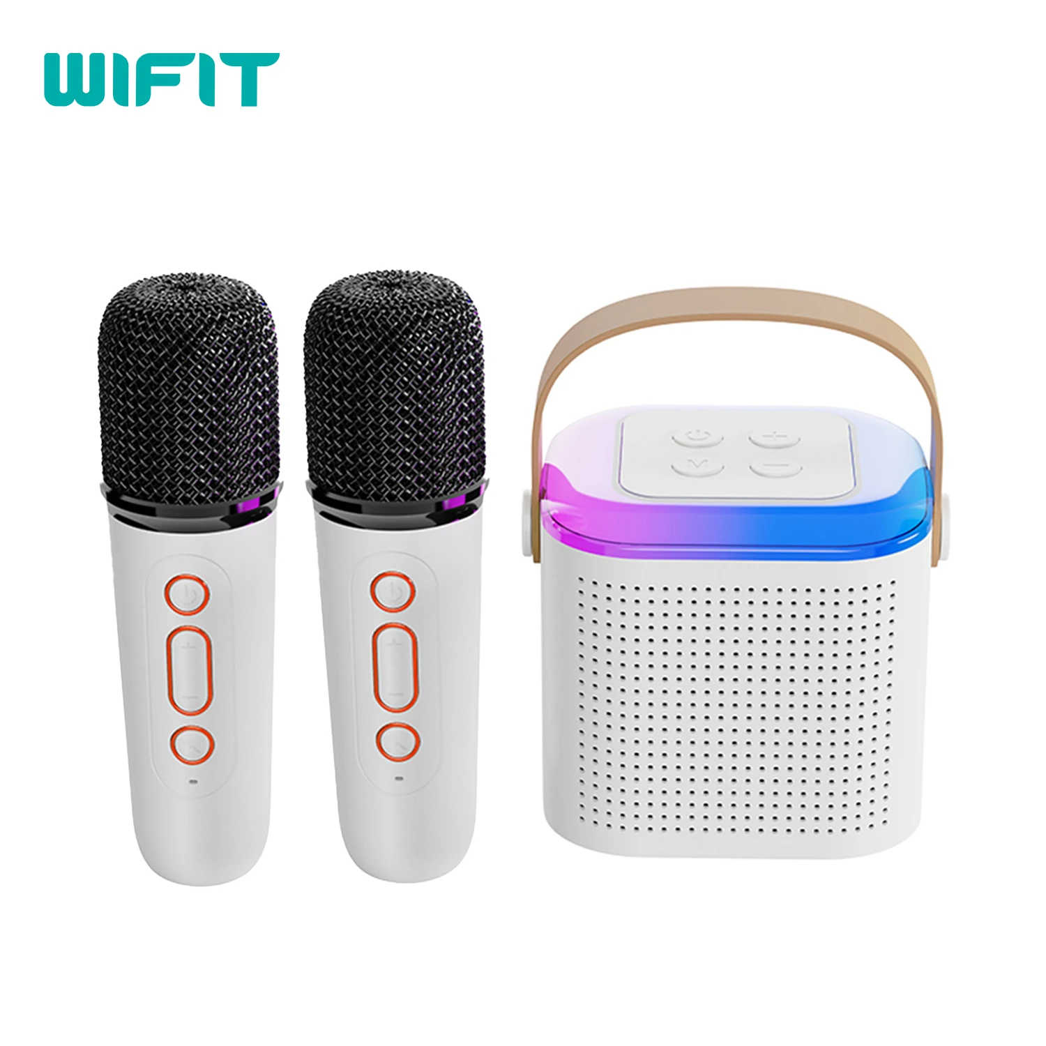 Y1 Wireless Bluetooth Speaker Multifunctional with 2 Microphones and RGB Light Portable Music Player Karaoke Machine