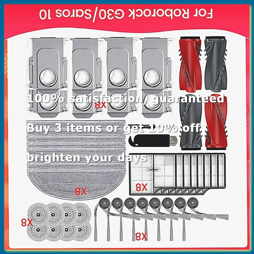 ●For G30 Saros 10 Robot Vacuum Accessories Replacement Parts Main Brush Side Brush Filter Dust Bag Mop Cloth-ABFB