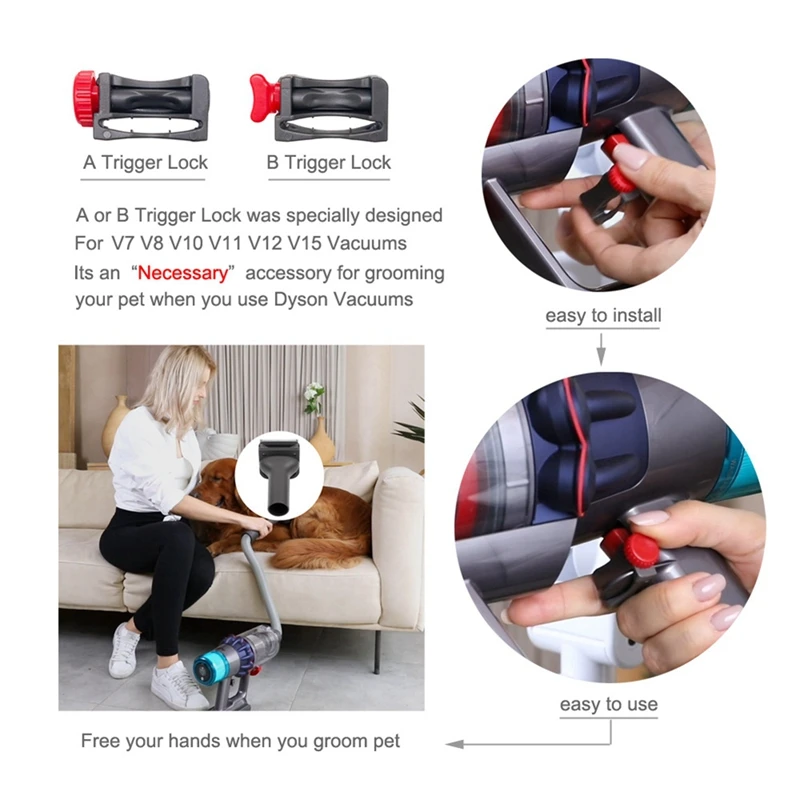 أداة العناية بفرشاة الحيوانات الأليفة وخرطوم تمديد مرن ، متوافق مع مكنسة Dyson V15V11V10V8V7 v6vvacuum ، جزء بديل