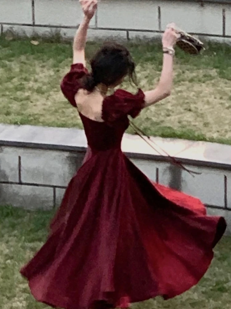 Robe de mariée trapèze décontractée vintage pour femmes, robes de Rhde soirée élégantes, vêtements d'anniversaire féminins, vêtements éducatifs, rouge et blanc, printemps et été