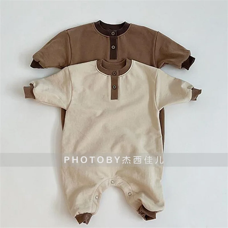 

INS Baby Autumn and Winter New Bodysuit for Boys and Girls Simple Contrast Color Long Sleeve Casual Bodysuit baby boy