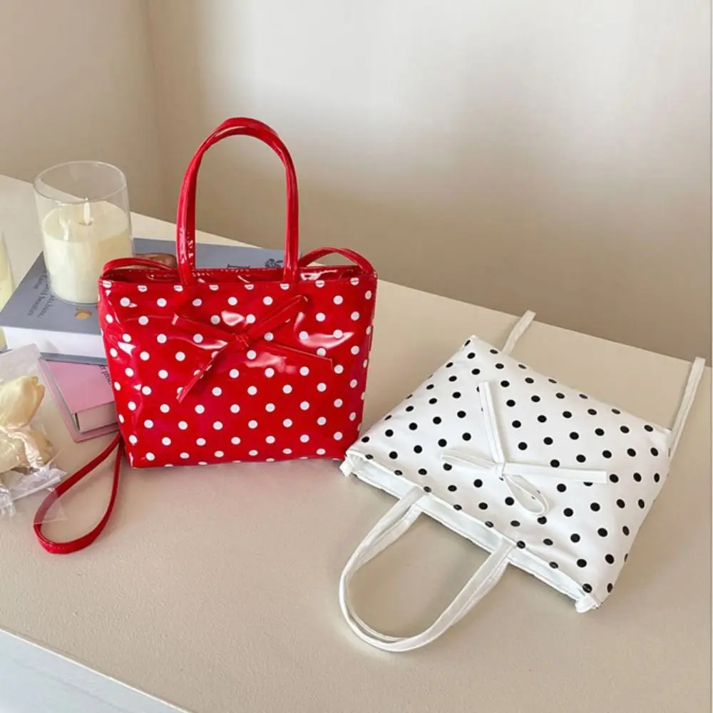 

Retro Polka Dot Lattice Cherry Handbag Bowknot Lovely Lace Plaid Handbag Commuting Leisure Sweet Crossbody Bag Students