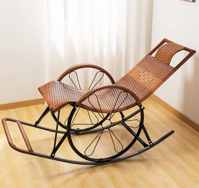 PE Rattan Rocking Chair with Metal Frame Garden Patio Rocking Chairpromote sales