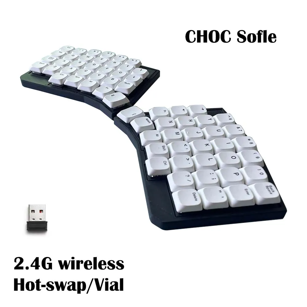 NEW Choc Sofle v2 로우 프로파일 분할 인체공학 게이밍 기계식 키보드 핫스왑 2.4G 무선 연결 VIAL 프로그래머블