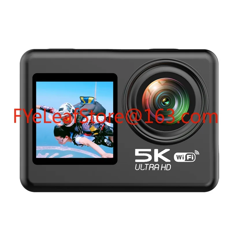 

5K sports camera 30fps front n rear two-color screen Wifi video selfie EIS anti-shake iP68 30m waterproof sports action camera