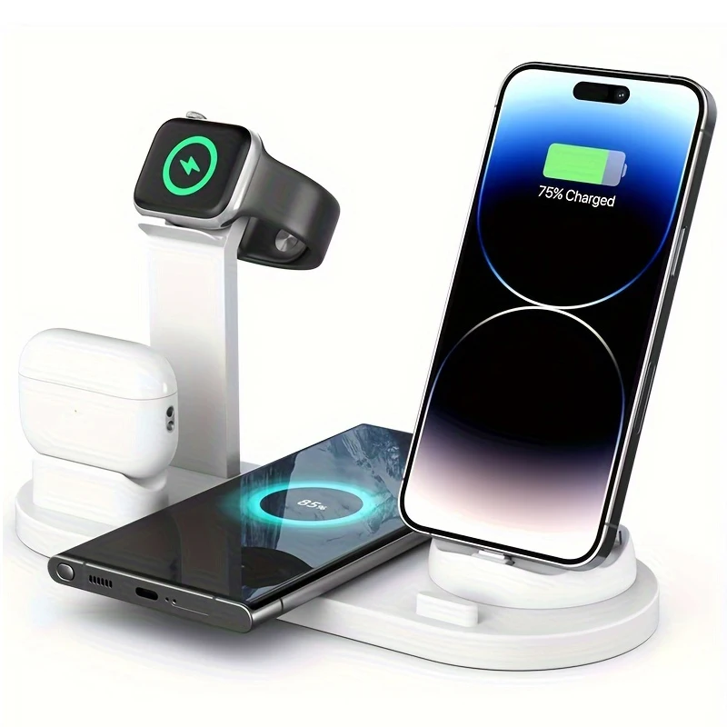 30W Fast Wireless Charger Stand 7 in 1 Foldable Charging Station For iPhone 16 15 14 13 12 11 Apple Watch 9 8 7 6 5 Airpods Pro