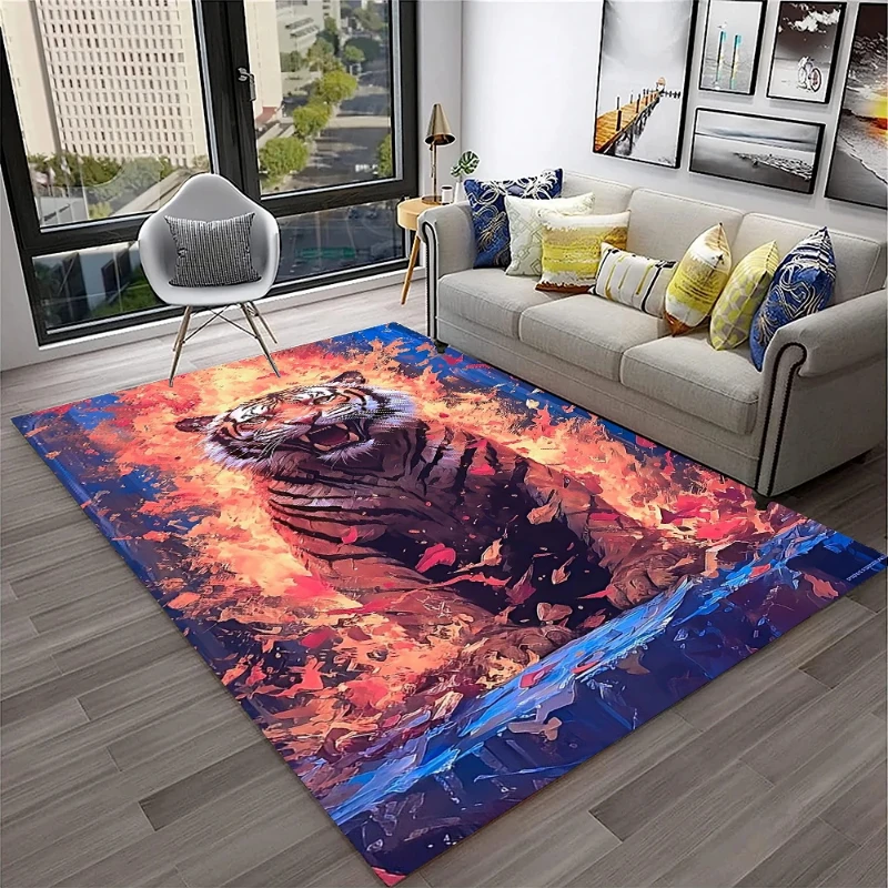 Fantastic 3D Tiger carpet rugs for Living Room Home decor Bedroom Bedside anti-slip large area Floor Mat indoor Entrance Doormat