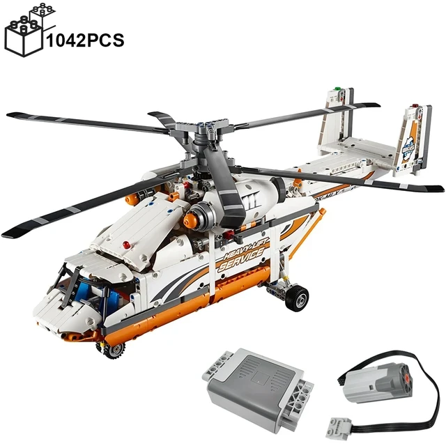 1042Pcs Technical AirbusHeavy Airlift Helicopter 42052 with Electric Motor Plane Model Assemble Bricks Toys Gifts For Kids Boy