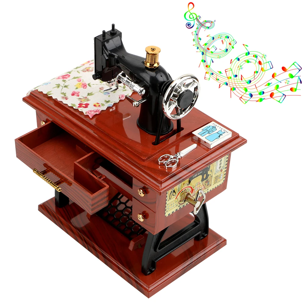 Jewelry Box Hand Crank Vintage Music Boxes Christmas Gift New Year Gift Birthday Gifts Mini Sewing Machine Style Music Box