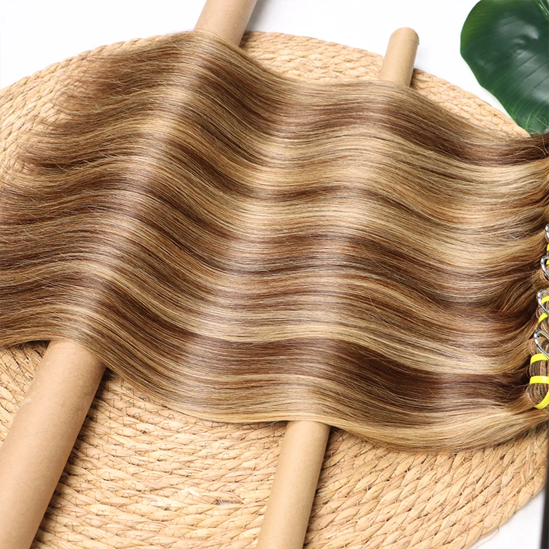 P4/27 تسليط الضوء على حزم مستقيمة غير المجهزة الخام نسج الشعر حزم أومبير العسل البني الملونة حزم الشعر البشري ملحقات 15A