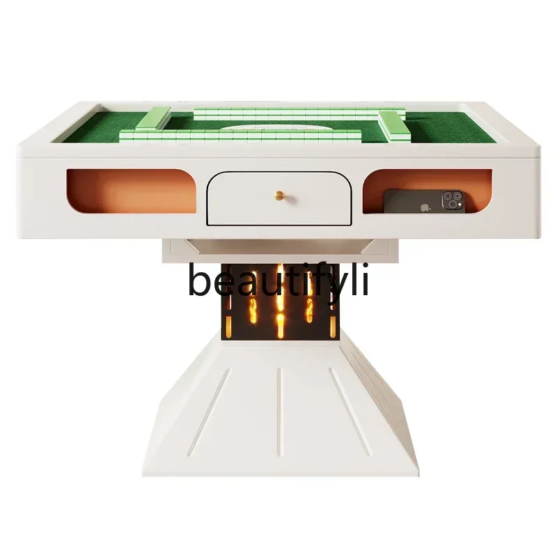 

Fully automatic rock slab with fire mahjong table dual-purpose dining table