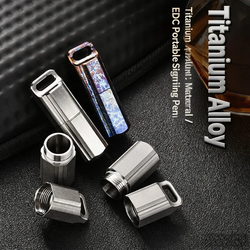 Titanium Alloy Waterproof Capsule Outdoor EDC Sealed Container Portable Keychain Storage Box for  Travel Pill Case