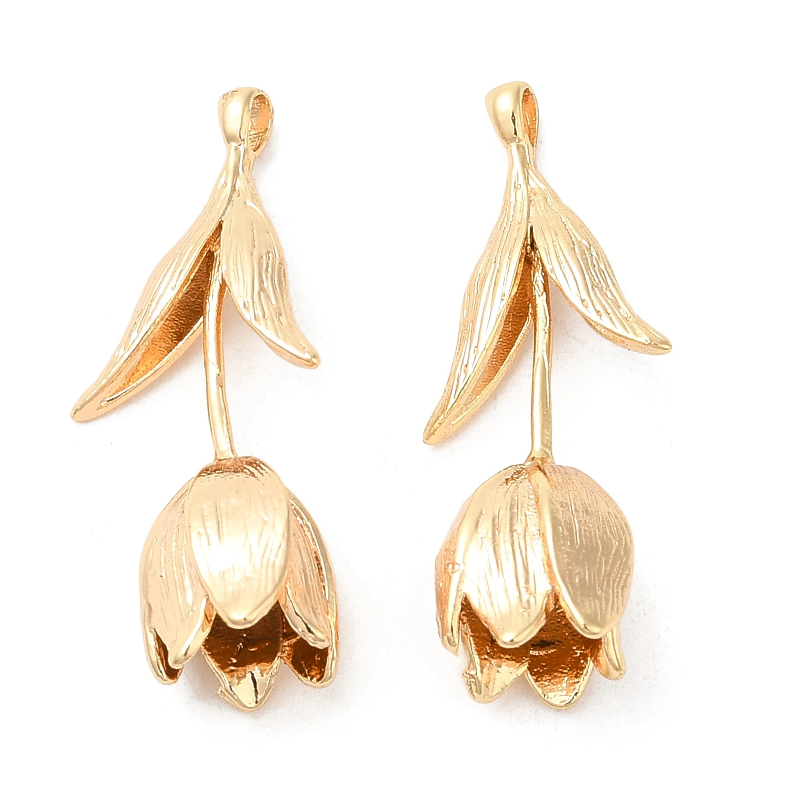 

30pcs Gold Color Brass Tulip Flower Charms Pendants Bulk For Jewelry Making DIY Necklace Earrings Findings