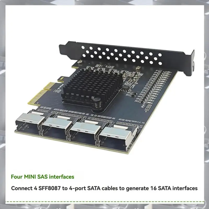 Hot Selling-SATA Pcie Adapter 4 Ports SFF-8087 To 16-Port SATA3.0 Expansion Card SATA3.0 Controller For Win10/11/2003/Linux,SATA