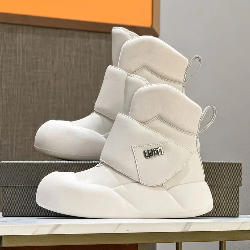 Women's Winter Boots Original Brand Luxury Genuine Leather Plush Snow Boots Lightweight Waterproof Non-slip Shoes for Woman