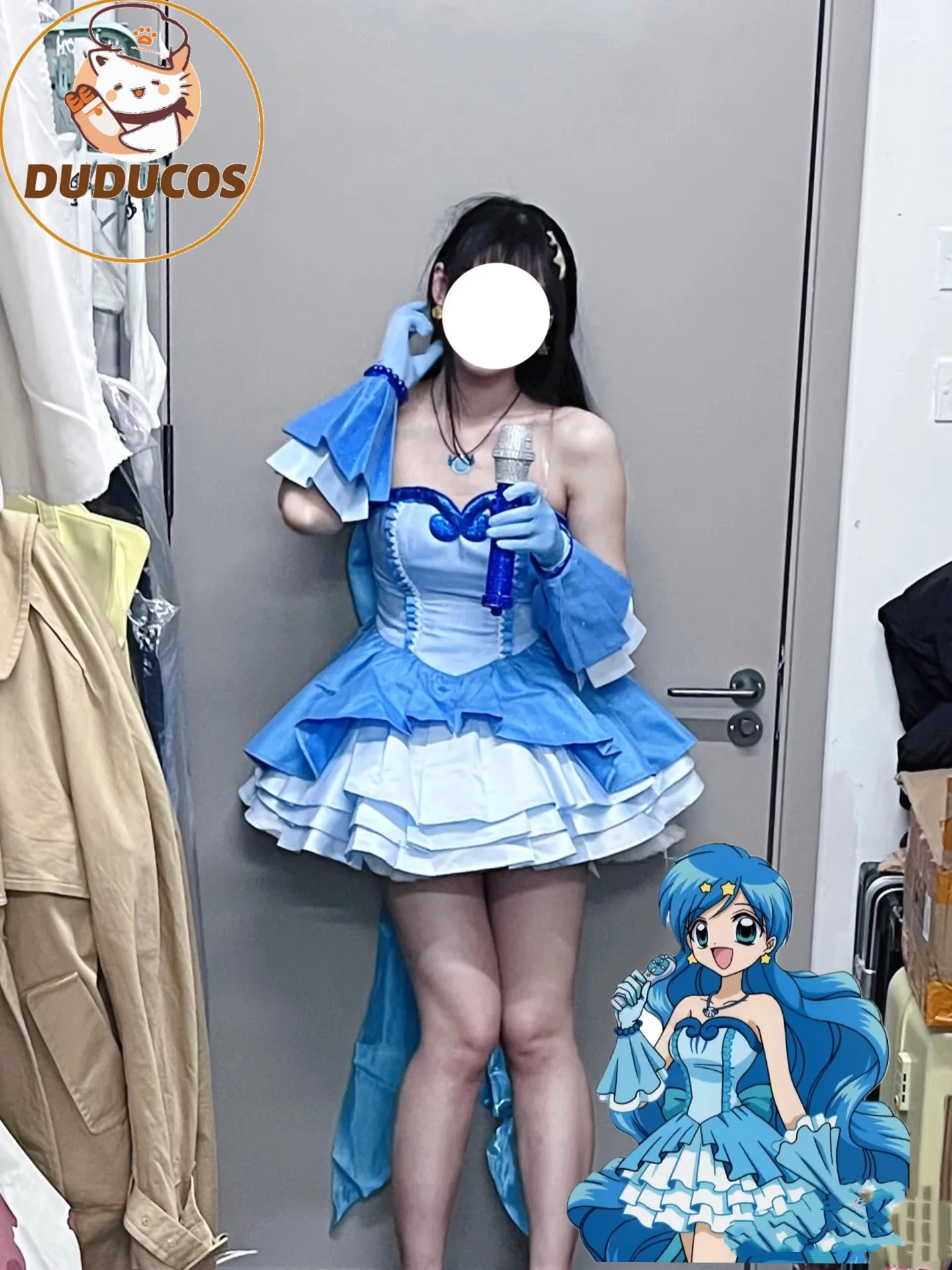 Em estoque hanon hosho cosplay traje anime sereia melodia pichi pichi pitch DUDU-SR feminino vestido azul hanon hosho dia das bruxas