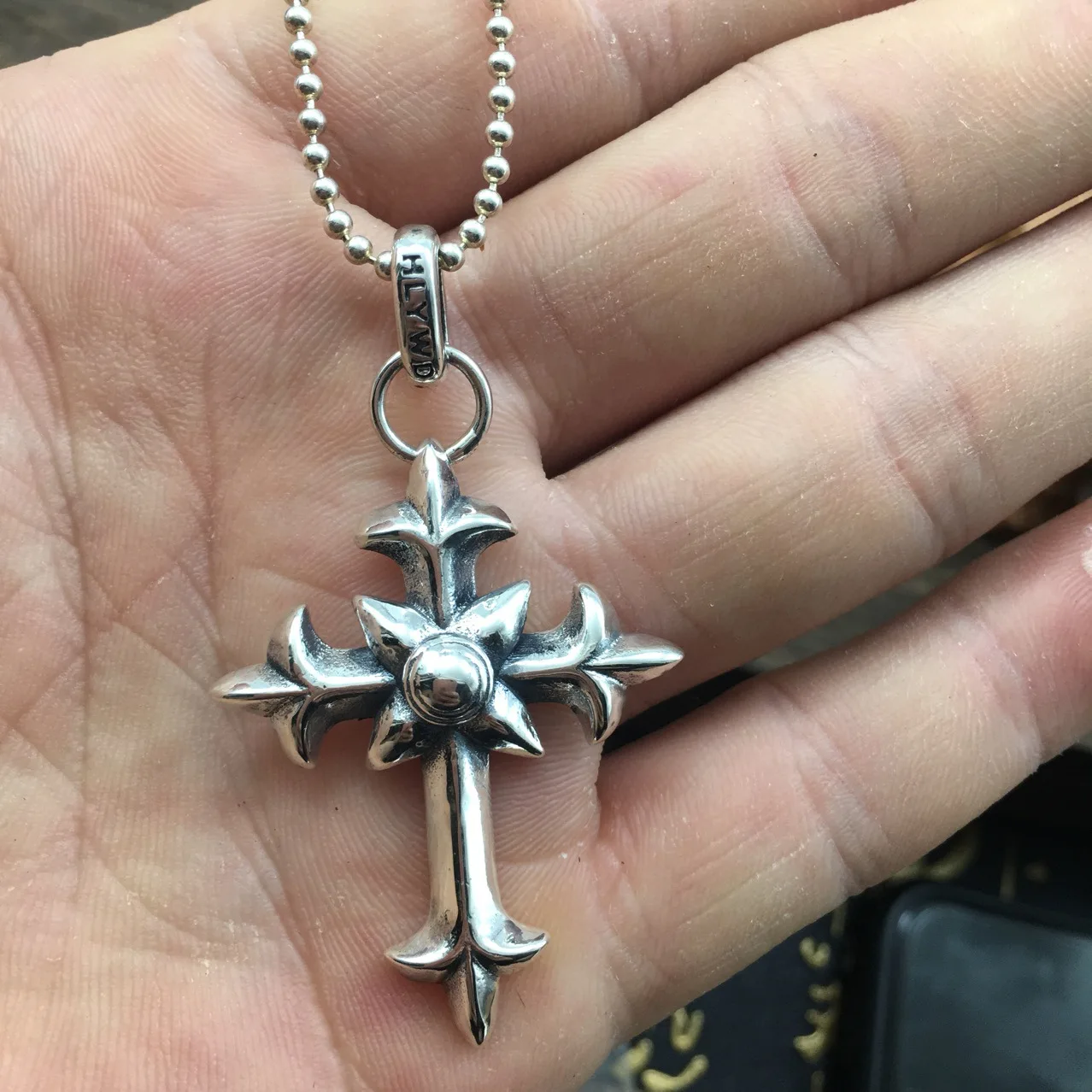 S925 sterling silver cross pendant thai silver retro european and american trendy personality versatile necklace pendant