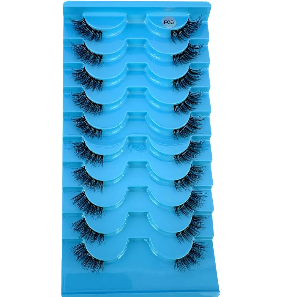 AMSDCN Cils en vison synthétique 3D naturels, effet plumeux et vaporeux, extensions de cils artificiels faits à la main, cils doux demi-extensions