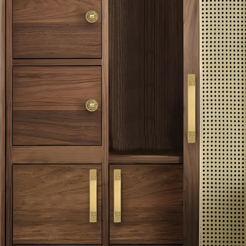 Brass Auspicious Cloud Pattern New Chinese Style Door Shoe Wardrobe Handle Pure Copper Drawer Small Cabinet Hardware Handle Knob