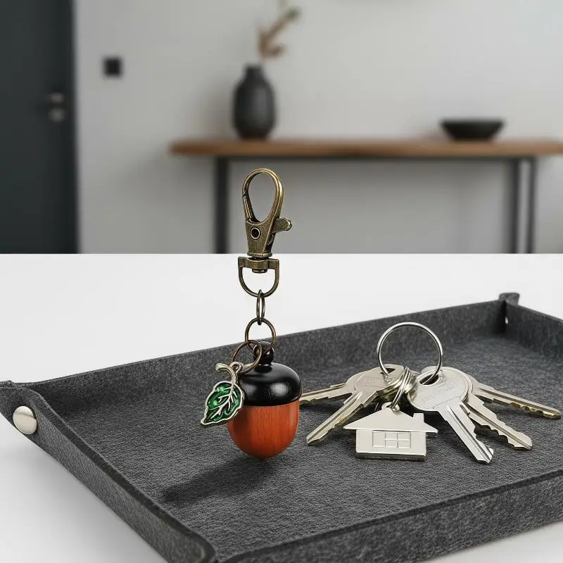 Acorn Shaped Mini Portable Pill Box Compact Medicine Tablet Holder Keychain Lightweight for Purse Hiking Daily Use view 4