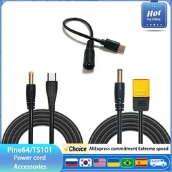 Pine64 TS101 Soldering Iron Power cord KIT XT60 Male Bullet Connector To Male DC DC5525 Power Cable Typec to DC5525