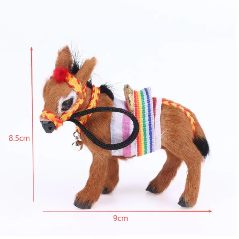 Home Or Office Desk Decor Indoor Statue Living Room Charming Black Donkey Figurine With Colorful Striped Harness & Jingle Bell