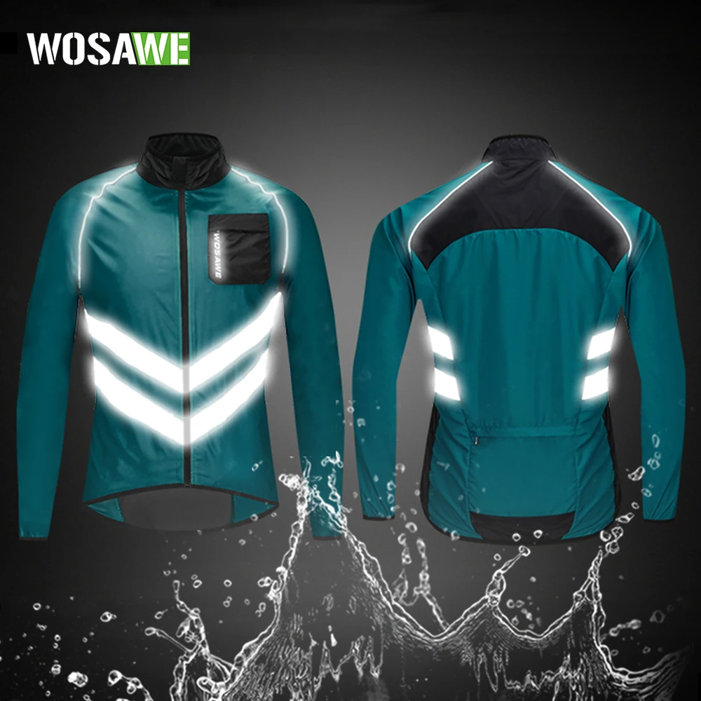 WOSAWE Men Cycling Windbreaker Lightweight Windproof Water Resistant Bike Jacket Outdoor Sport Coat Racing Long Sleeve Jersey