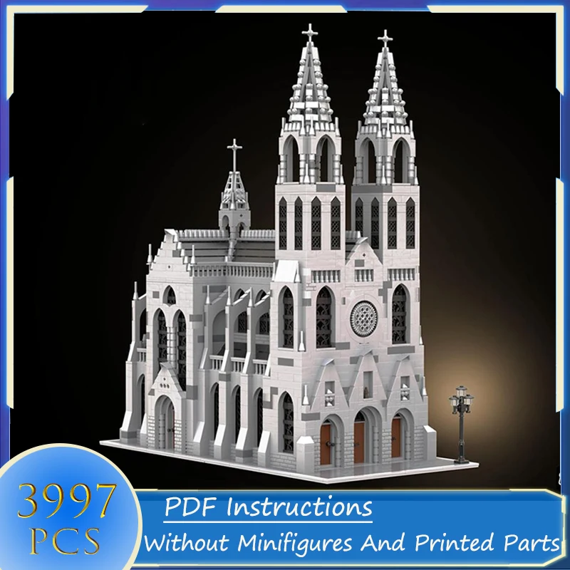 Building Block Gothic Cathedral Modular Architecture Set Creative Street View Castle Model Brick  Assembly Toys Gifts