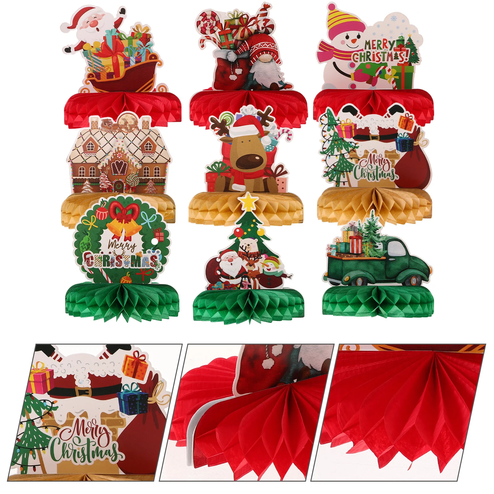 

9Pcs Christmas Honeycomb Decorations Table Centerpieces Festive Xmas Party Supplies Christmas Honeycomb Centerpiece