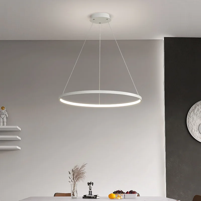 Imagem -02 - Modern Minimalist Ring Led Pendant Light Indoor Hanging Fixture Black Chandelier Sala de Estar Sala de Jantar Cozinha Home Decor