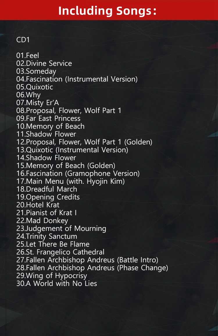 Jeu mensonges de P musique CD plus grands succès OST Album Service divin 2 pièces enregistrement de musique Cosplay baladeur voiture pistes sonores boîte fête musique