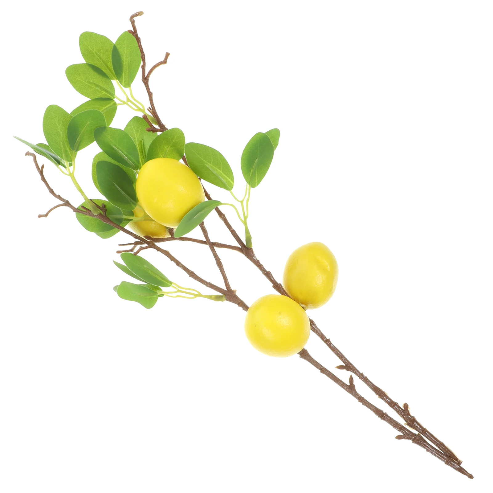 

2pcs Fake Lemon Branch Decor Household Artificial Plant Wear-Resistant Desktop Small Faux Plant Office Home Decoration