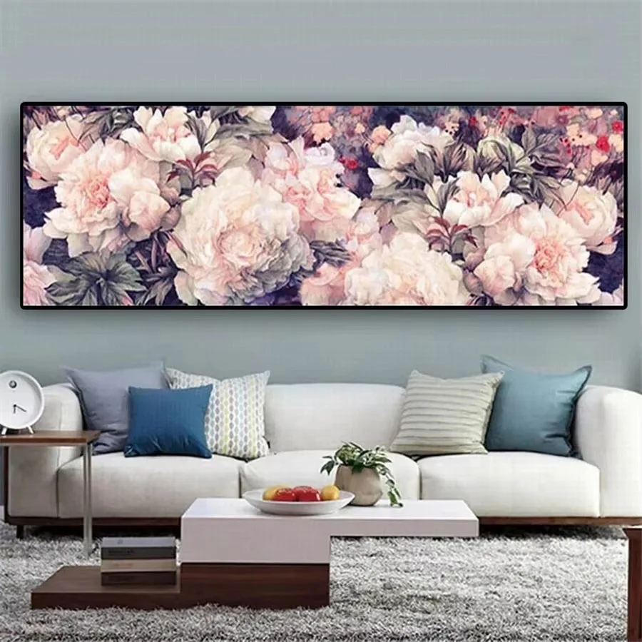 5D Diamond painting Blooming Peony Flower pattern Kits Extra Large Size Floral Full Drill Mosaic Embroidery Rhinestone Picture