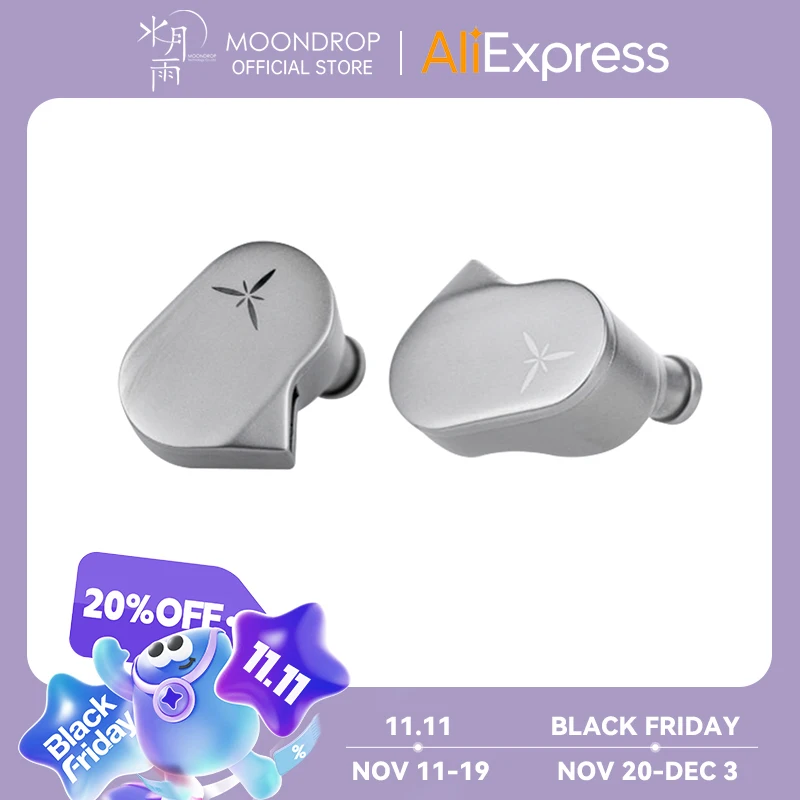 MOONDROP LAN HIFI Earphone Wired Earbuds IEM 0.78mm beryllium-plated dome composite diaphragm Detachable Cable Earbuds