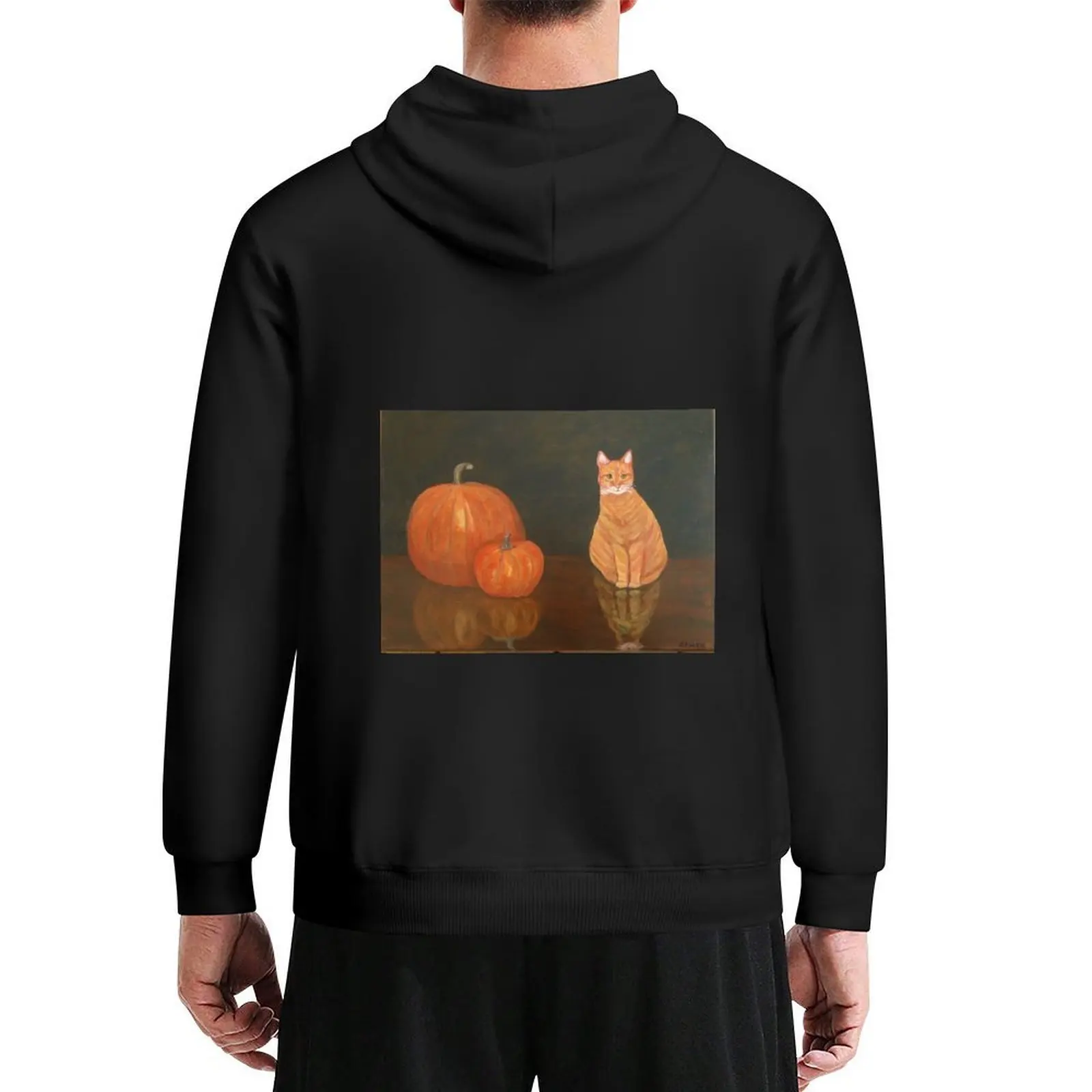 

Orange Tabby cat and Pumpkins Hoodie autumn hooded shirt men clothing korean autumn clothes hoodie