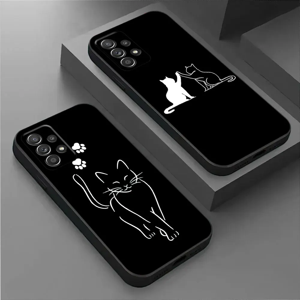 

Cat Line For Samsung Galaxy A55 Case A54 A52S A53 5G A51 A34 A35 A33 A32 A50 A72 A71 A30 A7 A9 2018 Cases Soft Cover Black Cats