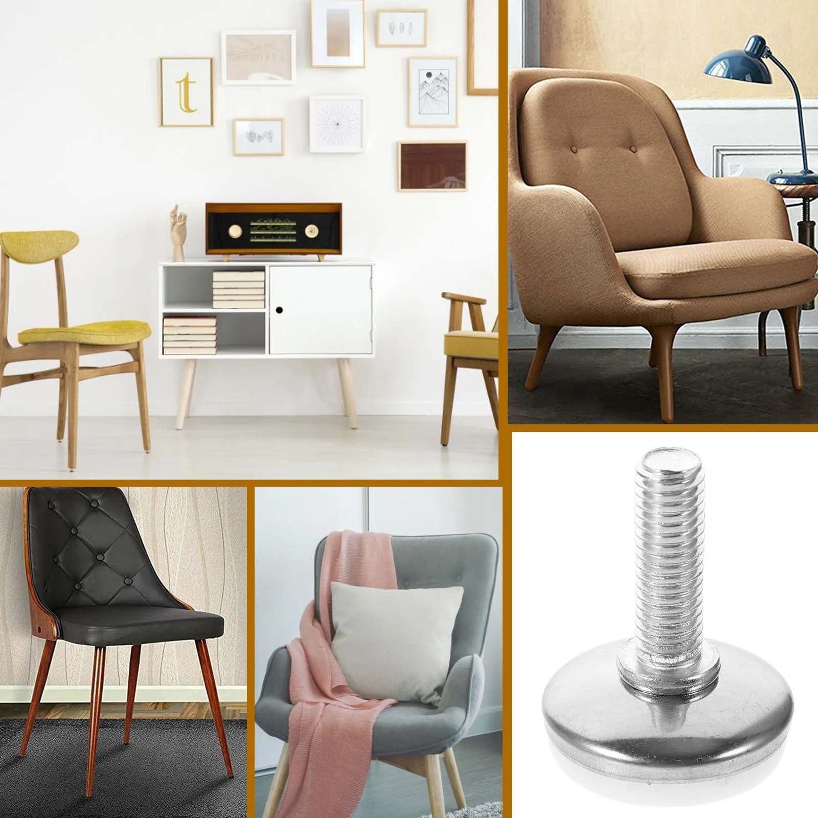 

12 pcs Table Chair Foot Pads Adjustable Furniture Leveler Legs M8X25Mm Wear Resistant For Cabinet Bookshelf Desk Furniture Legs