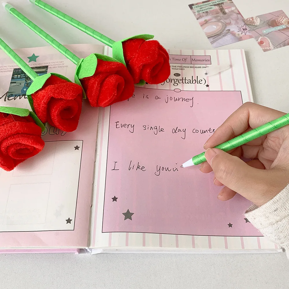 

1/4 шт. шариковая ручка в форме розы, ручка-шарик в форме цветка розы, креативный канцелярский подарок на День святого Валентина