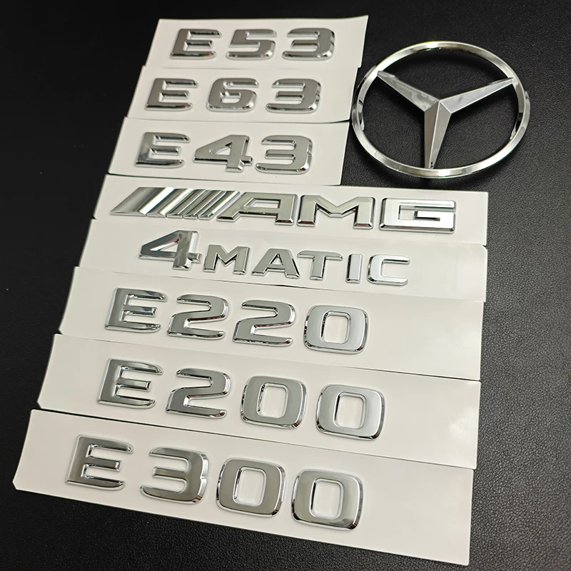 3d Chrome Logo E43 E63 E200 E220 E300 E350 Letters 4MATIC Badge Car Rear Star Sticker AMG Emblem For Mercedes Benz W213 E Class