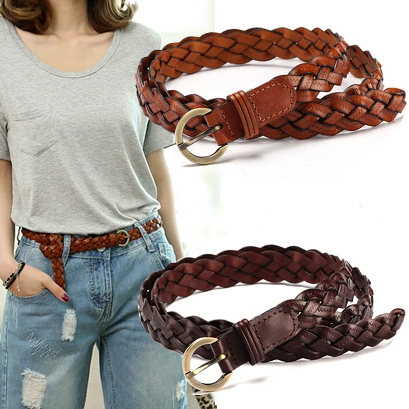 

Fashion Hand-woven Cowhide Belt Women's Classic Retro Style Simple Good Matching Jeans Accessories