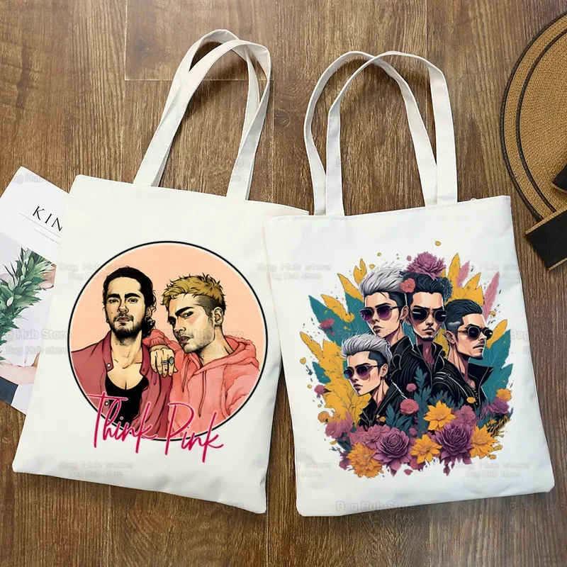 

Tokio Hotel Group Music Y2K Rock Shopping Bag Grocery Shopper Jute Bag Shopping Tote Bag Shoping Reusable Bolsa Compra Sacolas